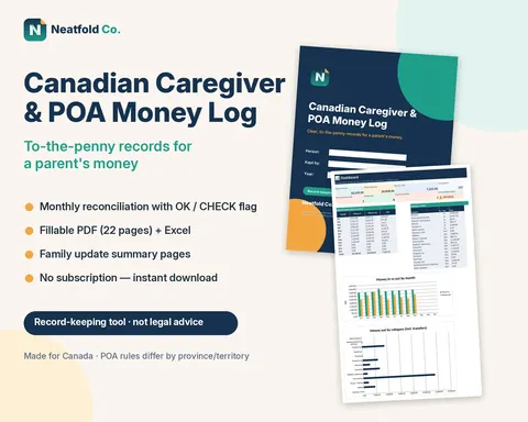 Listing image for Canadian Caregiver & Power of Attorney Money Log